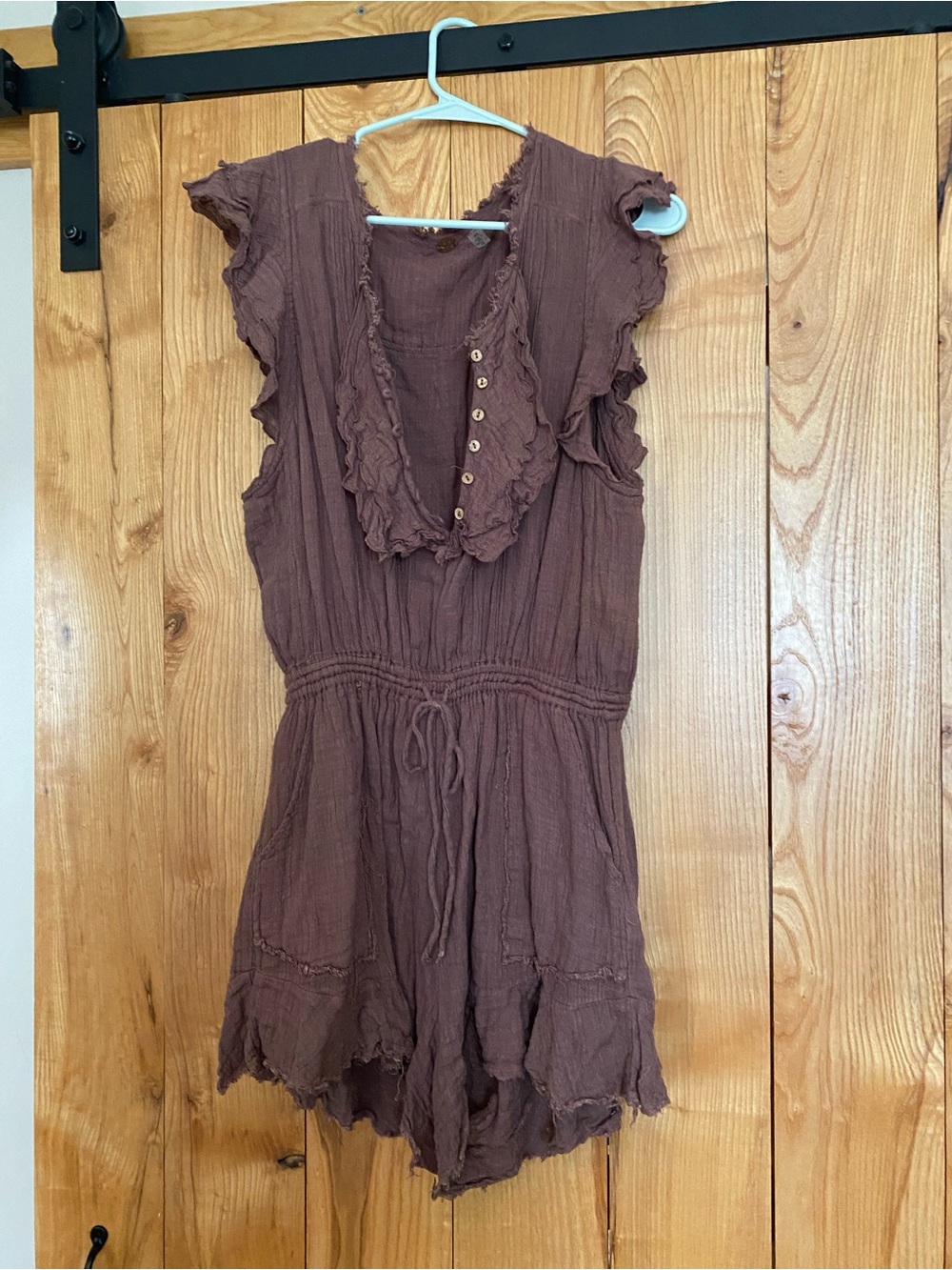 Women’s Brown Ruffle Romper - Lightweight Jumpsuit